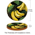 thumbnail image 3 of Banana 6PCS Round Coasters, Microfiber Leather Drink Coasters, 11x11 cm/4.3x4.3 in, Set of 6 Mats for Drinks, Coasters for Cups and Mugs, 3 of 6