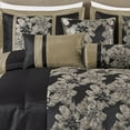 thumbnail image 3 of Chezmoi Collection Kelsey Comforter Set Oversized King Size, 7-Piece Black Gold Hibiscus Floral Jacquard Bedding Set, 3 of 9