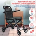 thumbnail image 4 of solautey Wheelchair, Aluminum Alloy Ultra-Lightweight Transport Chair for Adults, Foldable Cabin Wheelchair with Flip-Back Desk-Length Armrest, 15.75-Inch Wide Seat, 286lbs Load, 4 of 9