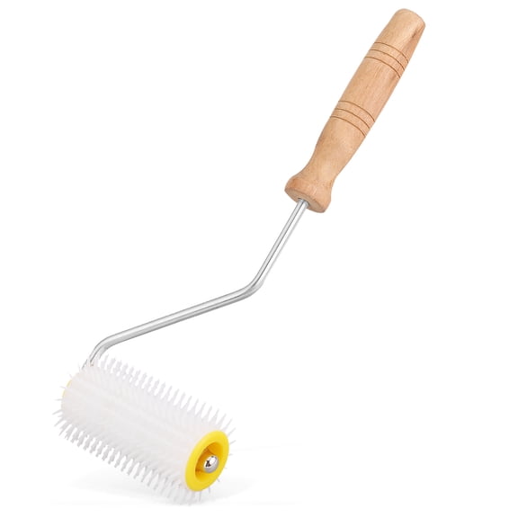 Plastic Needle Roller Uncapper Extractor Tool with 5 inch Hard Wood Handle for Honeycomb Honey Extracting Uncapping Beekeeping