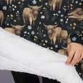 thumbnail image 3 of Oversized Wearable Blanket Hoodie,Black Highland Cow Flower Pattern Sherpa Blanket Hoodie with Super Pockets,Super Warm Fuzzy Pullover for Women & Men, 3 of 6
