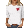 thumbnail image 1 of Penkiiy T-Shirt de la Saint-Valentin pour Femmes Manches 3/4 Col Rond Mignon Cœurs Graphiques T-Shirts Mode Décontractée Blouse 5TG Multicolore, 1 of 5