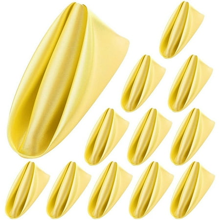 

12Pcs 50cm Table Napkins Cloth Square Satin Fabric Napkin Pocket Handkerchief for Wedding Birthday Home Party Hotel