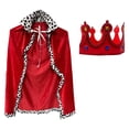 thumbnail image 4 of King Robe et Couronne Cosplay Enfants Costume d'Halloween Jeu de Rôle Fête Rouge, 4 of 10