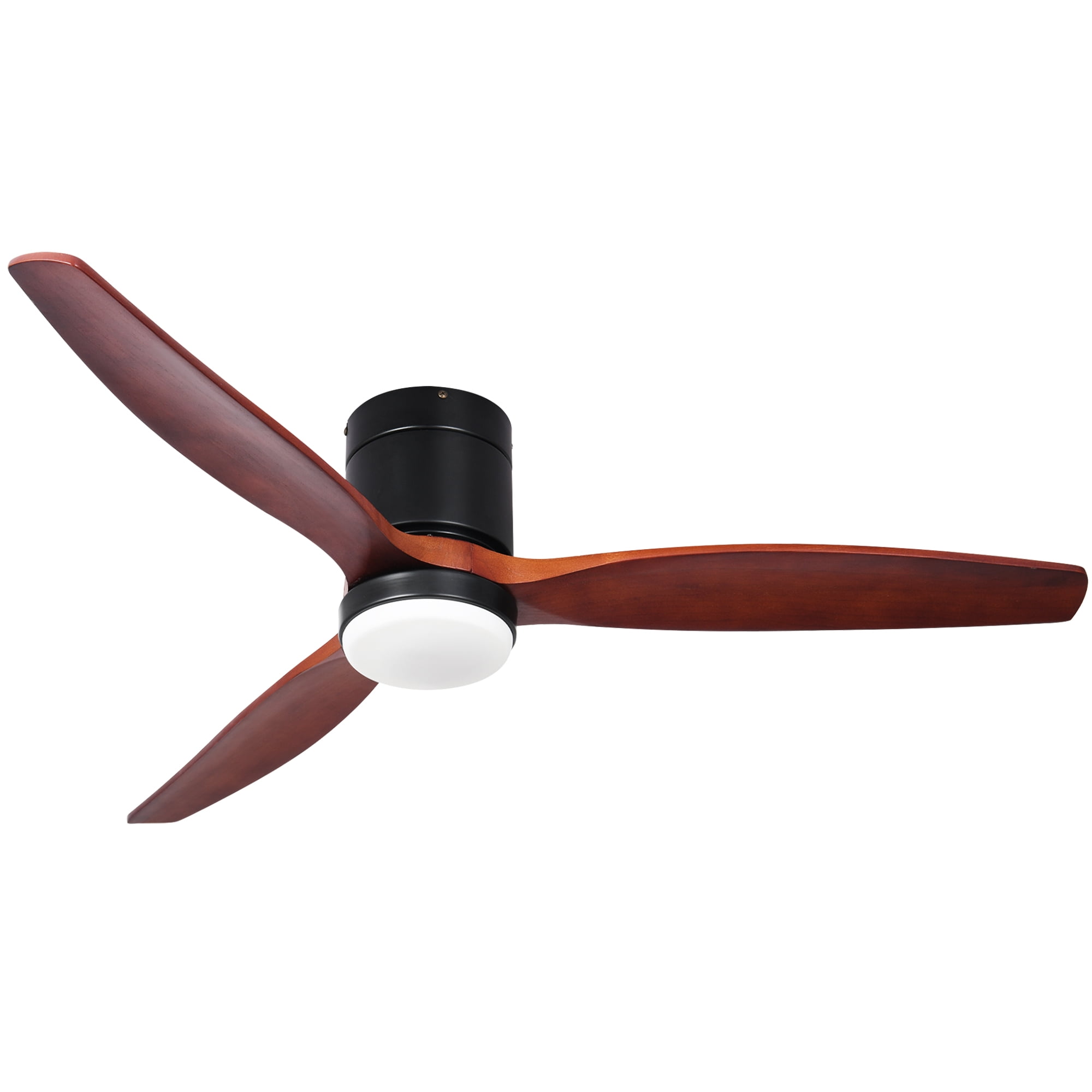 Dextrus 52 Inch Ceiling Fan with Light and Remote, Wall Control Flush Mount Fan Light with 6 Speed, 3 Blades,Reversible Airflow - Black & Walnut