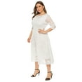 thumbnail image 3 of OBEEII Plus Size Dresses for Women 3/4 Sleeve Floral Lace Maxi Dresses Formal Dresses Cocktail Swing Midi Dress with Pocket, 3 of 8