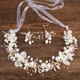 thumbnail image 5 of Farfi Adjustable Ribbon Lace-up Girls Headband Elastic Non-slip Flower Leaves Faux Pearls Decor Kids Princess Crown Hair Accessories (Purple Type B), 5 of 13