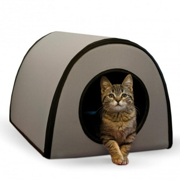 K&H Pet Products Thermo Mod Heated Cat House for Outdoors  Gray 21 X 14 X 13 Inches