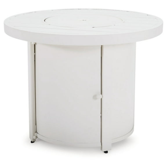 Signature Design by Ashley Outdoor Sundown Treasure Round Fire Pit Table, White