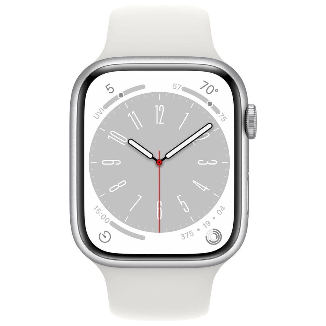 Apple Watch Series 8, GPS + Cellular, 45mm Silver, White Sport