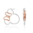 thumbnail image 5 of Minnie Mouse Hoop Earrings for Women Official License, Sterling Silver Minnie Earrings with 18k Pink Gold Flash-Plated Bow, 5 of 6