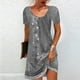 thumbnail image 2 of Taqqpue - Vestido playero bohemio informal de verano para mujer, con estampado floral, cuello redondo, manga corta, talla grande, 2 of 5