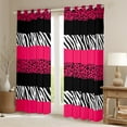 thumbnail image 2 of Manfei Zebra Cheetah Print Black Out Curtains, Geometric Stripe Curtains Pack of 2 (42x63 Each), Hot Pink White Black Aesthetic Bedroom Curtains for Girls, Luxury Bedroom Decor, 2 of 6