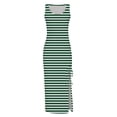 thumbnail image 4 of Ashirexll Womens Summer Dresses, Casual Dresses for Women, Summer Sleeveless High Waist Printed Ribbed Drawstring Slit Dress, 4 of 5