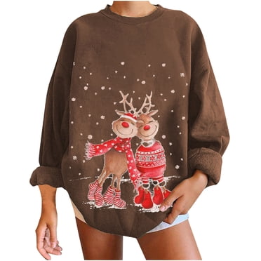 WIHOLL - Sudadera Para Mujer, Cuello Redondo, Manga Larga, Dobladillo