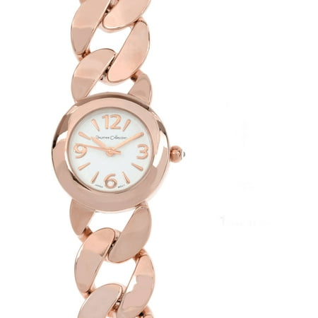 Journee Collection Women's Round Face Link Fashion Watch, Rose Gold