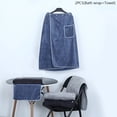 thumbnail image 5 of Toalla de baño portátil para hombre, bata de baño para spa, toallas de algodón para envolver el cuerpo con bolsillo, envoltura de baño ajustable, 31,5x59 pulgadas (azul), 5 of 5