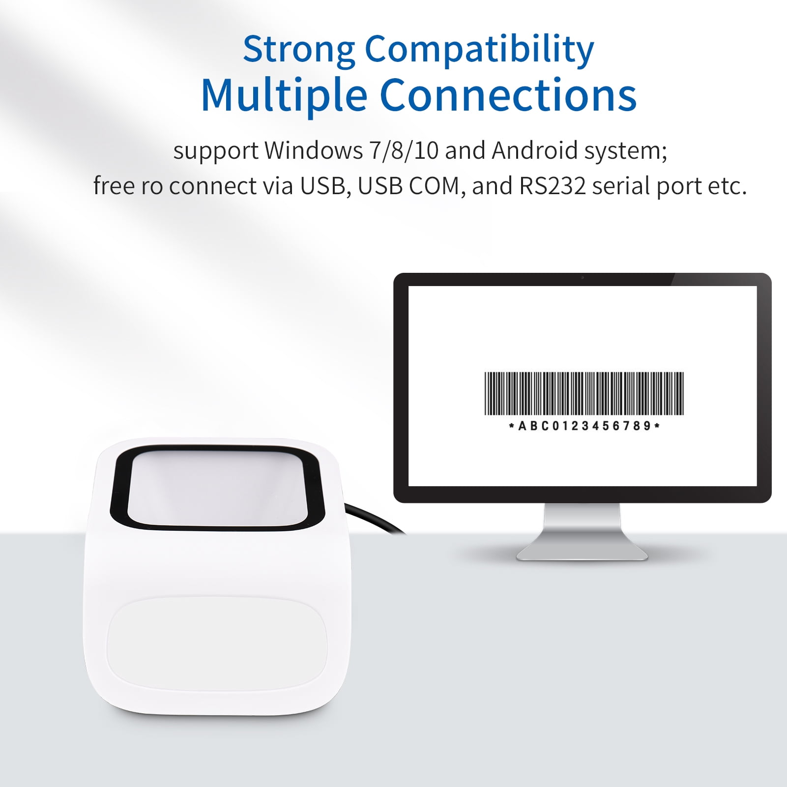 Barcode Scanner,Qr Scanner Hands-free 1d 2d Qr Play Compatible With Window Supermarket Retail Store Compatible With Window Hands-free Usb Wired Scanner Hands-free Usb 2d Qr Scanner Huiop