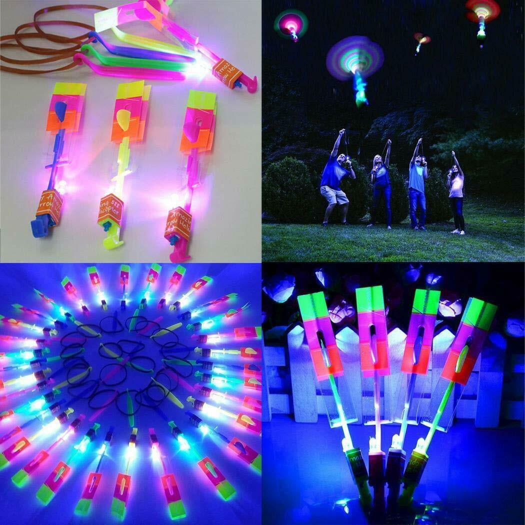 36pc Amazing Led Light Arrow Rocket Helicopter Flying Toy Party Fun Gift Elastic 