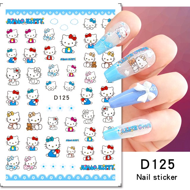 Lindo Hello Kitty 3D Nail Art Stickers Sanrio Anime Manicura Suministros Dibujos animados Kulomi My Melody Stickers Nail Art Decoración Dengxun unisex