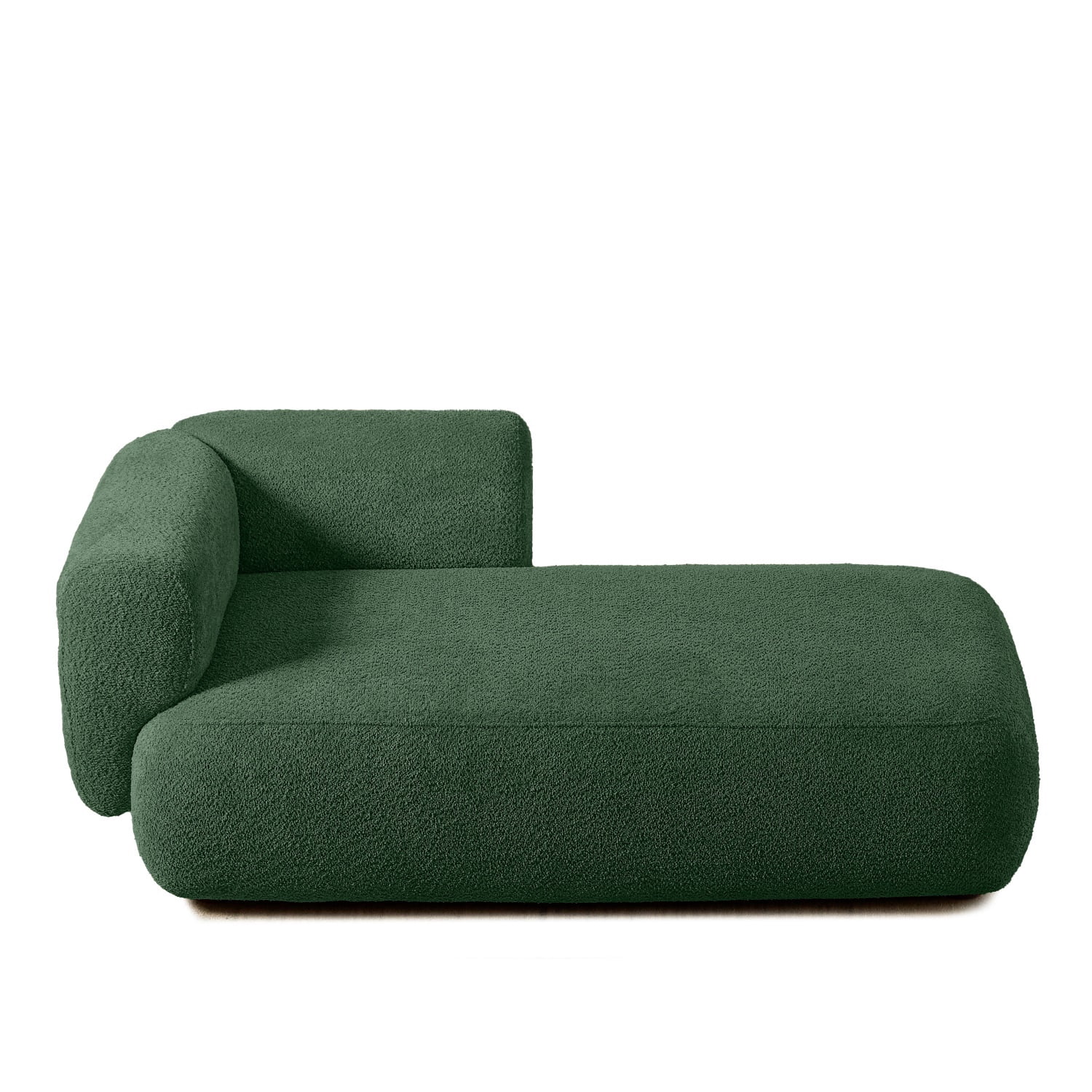 Hommoo 64" Boucle Upholstered Chaise Lounge Chair, Modern Tufted Leisure Sofa Chaise Sofa for Living Room, with Left Arm, Green