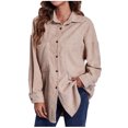 thumbnail image 1 of Moda mujer invierno sólido terciopelo manga larga botón bolsillo Casual camisa Top Pompotops qwe17079, 1 of 1