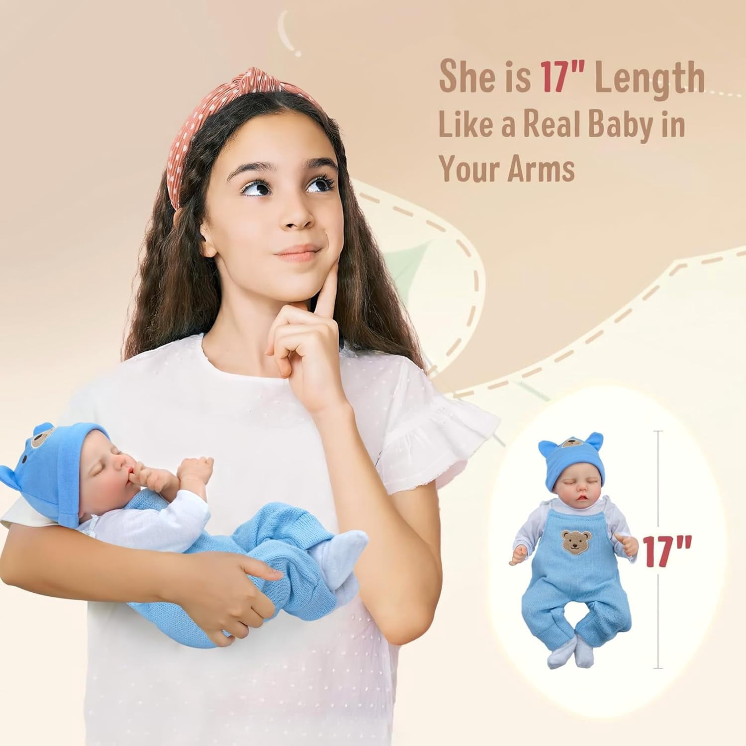 RSG Reborn Baby Dolls Full Cloth Body Real Life Baby Lifelike Reborn Babies with Accessories & Gift Box for Kids Age 3+