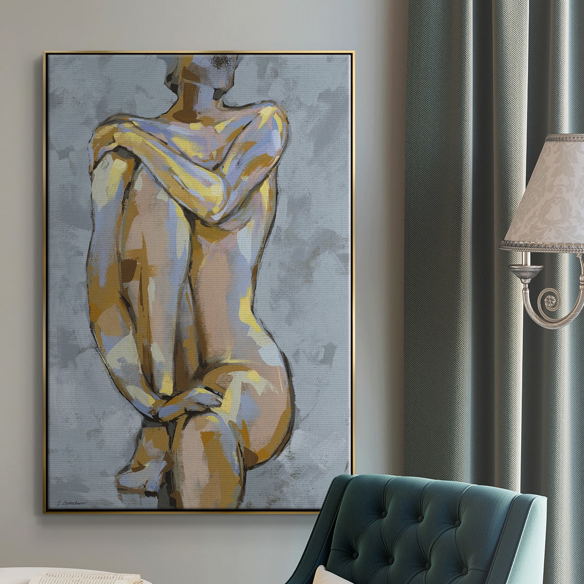 Grey Maiden I Framed Premium Gallery Wrapped Canvas - Ready to Hang - 27 x 41 - Gold Floating Frame