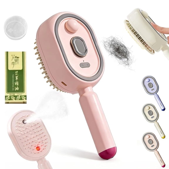 Electric Spray Air Cushion Massage Comb, 2026 Upgraded Electric Steam Hair Straightener, Rechargeable Steams Brush for Hairs, Reduce Frizz, Nourishes Hairs, Anti-Static