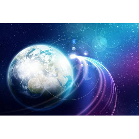 Space Image of Planet Earth and Satellite. Elements of this Image are Furnished by NASA Print Wall Art By Sergey