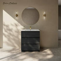 Liberte 30" Freestanding Bathroom Vanity in Black Oak with Sink Top