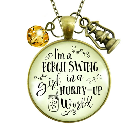 Porch Swing Contry Necklace Gutsy Goodness Female Bronze Metal Adult Jewelry