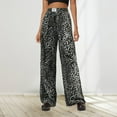 thumbnail image 4 of HOWPAY Leopard Print Womens Pants Straight Leg Pants Elastic Waist Y2k Palazzo Trousers Bottoms with Pockets Loose Fit Comfort Casual Slacks Light Gray XXL, 4 of 4