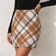 thumbnail image 3 of Wool Skirts for Women Fall Winter High Waisted Plaid Bodycon Pencil Short Mini Skirt, 3 of 7