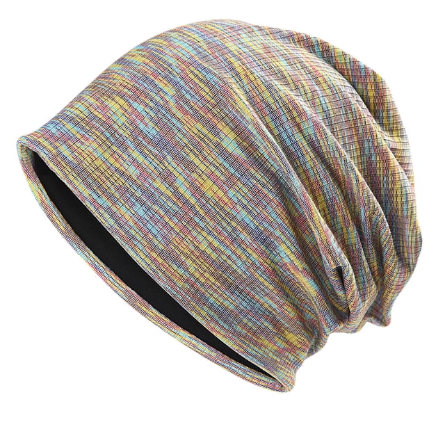 Sombreros de moda para mujer, de color liso, a rayas, de invierno, de punto, con diadema, gorro de punto para mujer
