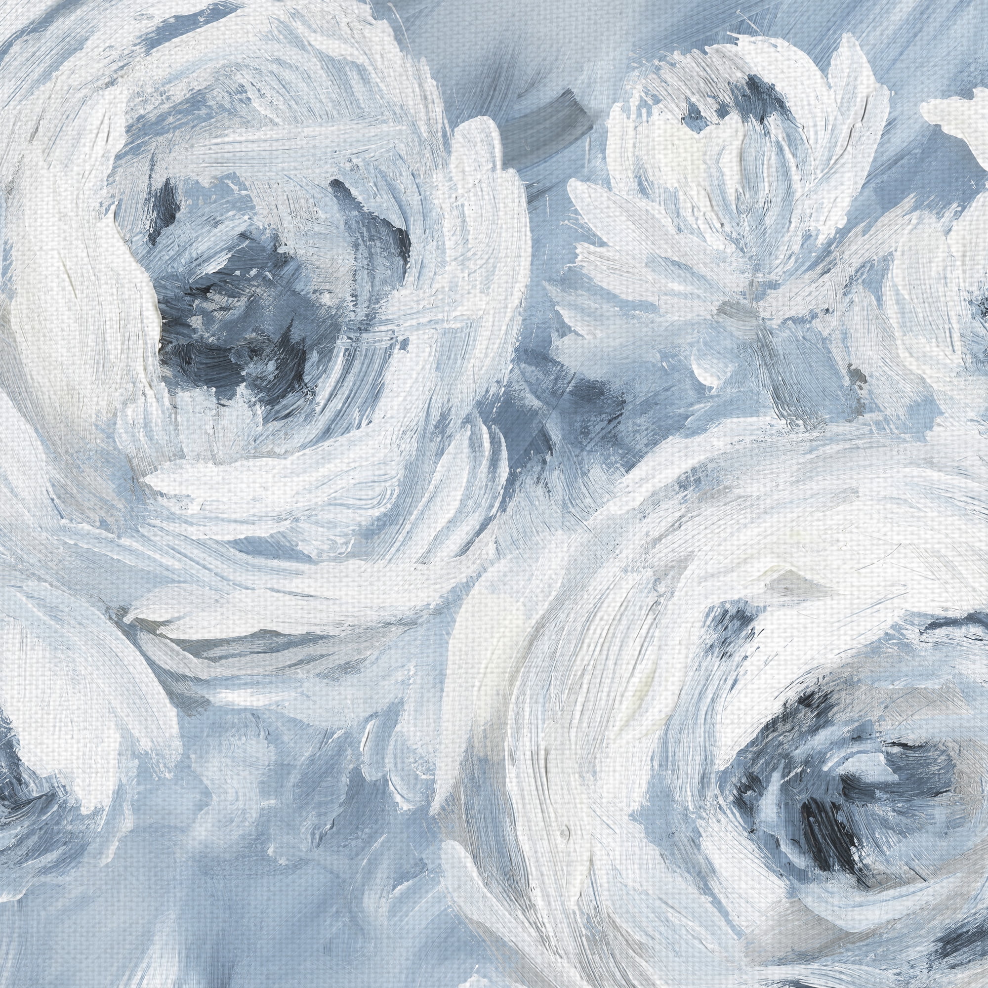 Masterpiece Art Gallery Contemporary Blues White Ranunculus by Nan Canvas Art 17" x 34"