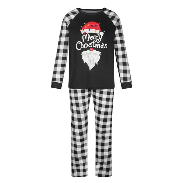 Navidad Hombre Daddy Plaid Imprimir Blusa Tops + Pantalones Ropa familiar Pijamas Fridja nalpqowj26254