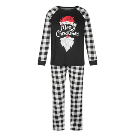 

Leutsin Christmas Man dy Plaid Print Blouse Tops+Pants Family Clothes Pajamas