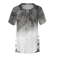 thumbnail image 4 of Summer Saving Wycnly Womens Shirts Irregular Button Down Hem Tops Casual Breathable Tunic Summer Short Sleeve Round Neck Ladies Flowers Print Tops and Blouses Black l, 4 of 4
