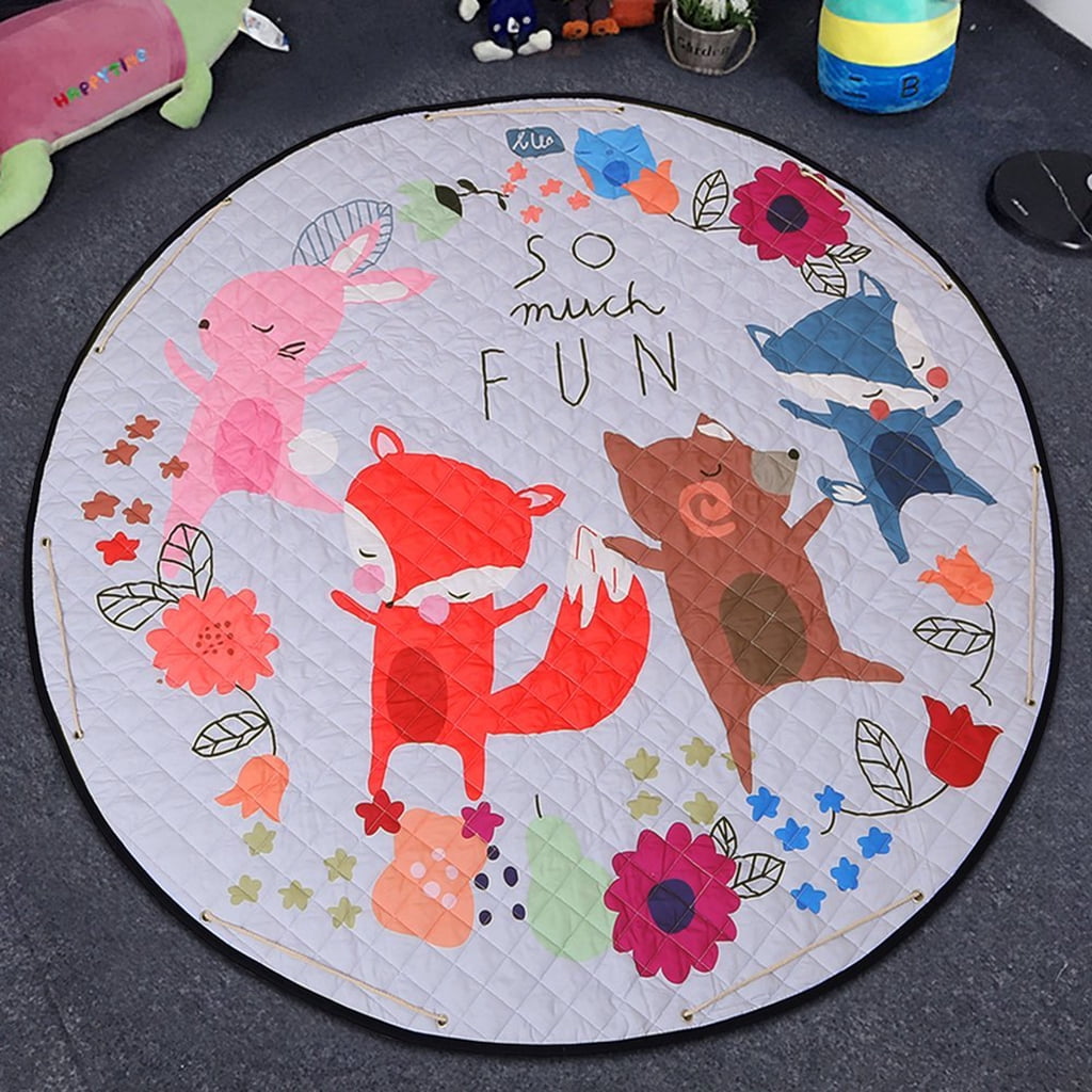 Large Size Round Playmat Mat For Playroom Bedroom Children' Room - Cute Animal Pattern, , 60 Inch, Folding Friend