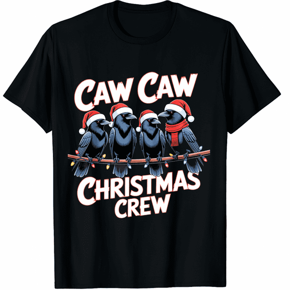 Caw Christmas Crew Black Short Sleeve T Shirt for Men and Women