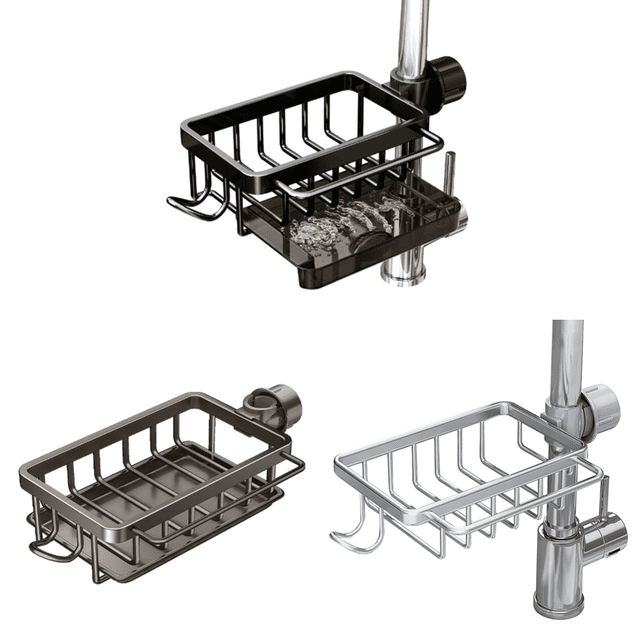 Organizador Grifo para Fregadero Rejilla Drenaje Aluminio Con Gancho ()