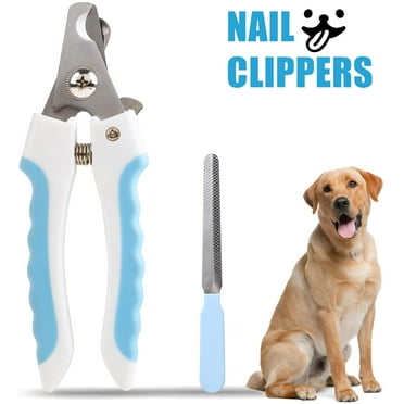 Pet Nail Clippers with Rubbing Burr Suit Dogs Claw Care Trimmer - Razor Sharp Blades - Cats Grooming Nail Cutter for All Pets (White and Blue)