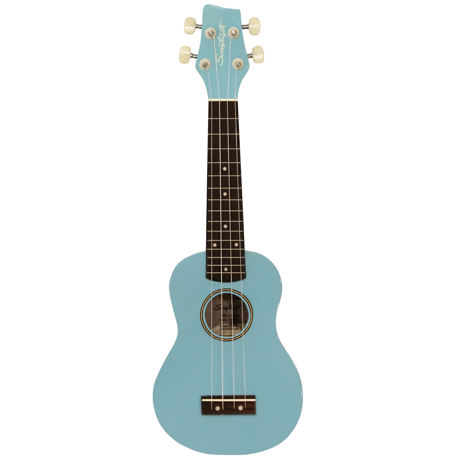 Sawtooth Soprano Daphne Blue Ukulele with Case, Clip on Tuner, Lesson-Chord Guide, and Picks