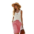 thumbnail image 6 of KIHOUT Women's Gingham Capri Shorts - Nylon Spandex Blend, Elastic Drawstring Waist, Side Pockets, Loose Wide Leg for Casual, Beach & All-Season Wear, 6 of 8