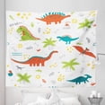 thumbnail image 1 of Cartoon Tapestry, Prehistoric Nature Doodle with Dinosaurs Volcano Palm Trees Hand Drawn Wildlife, Fabric Wall Hanging Decor for Bedroom Living Room Dorm, 5 Sizes, Multicolor, by Ambesonne, 1 of 1