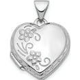 thumbnail image 1 of 14K White Gold Polished 15mm Floral Heart Locket (21 X 15.45) Made In China xl760, 1 of 6