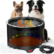 5.5L Heated Water Bowl, 1.45Gal Large Heated Dog Bowls for Outside, Outdoor Winter Waterproof Heat Pet Water Bowl with Chew Resistant Power Cord & LED Neon for Dog/Cat/Chicken/Duck/Rabbit