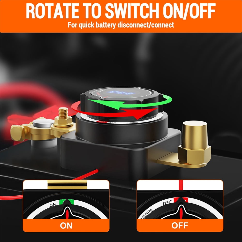 Zyutaosan Battery Disconnect Switch with Voltmeter, DC 5-80V On Off Kill Switch RV Marine