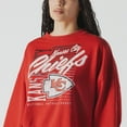 thumbnail image 4 of Women's New Era Red Kansas City Chiefs Oversized Throwback Mineral Wash Crew Neck Sweatshirt, 4 of 6